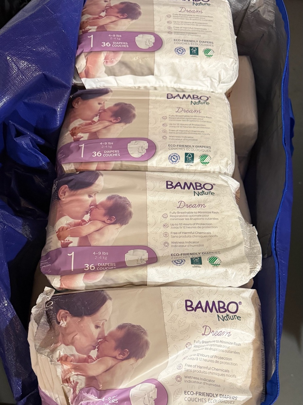 175 bambo nature size 1 diapers + 48 Millie moon size 1 diapers